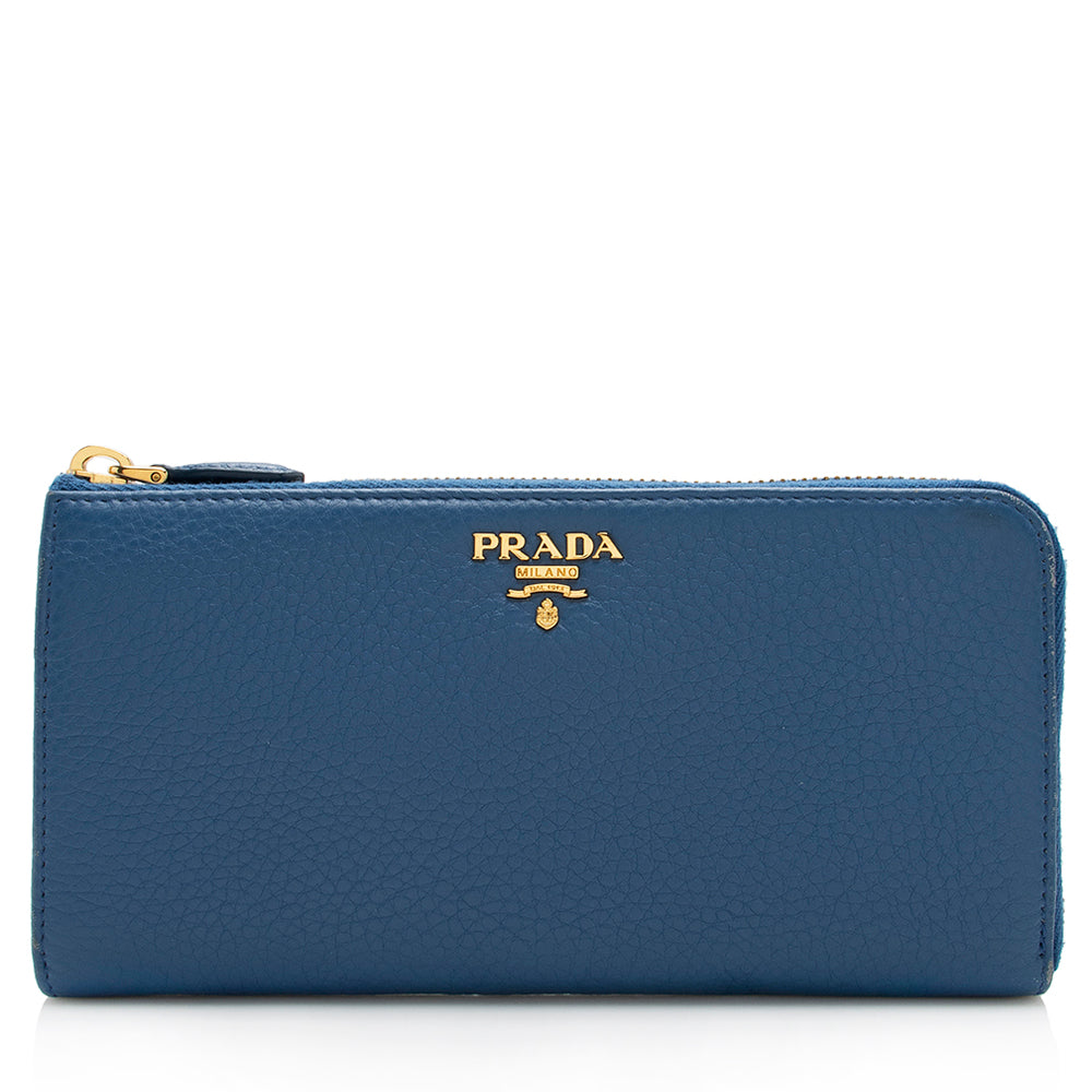 Prada Soft Calf Leather Zip Wallet (SHF-17595)