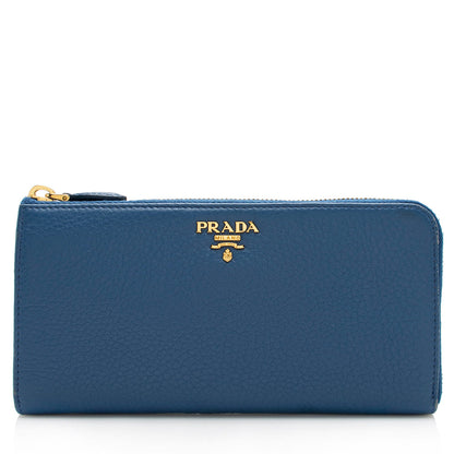 Prada Soft Calf Leather Zip Wallet (SHF-17595)