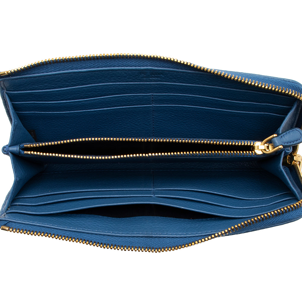 Prada Soft Calf Leather Zip Wallet (SHF-17595)