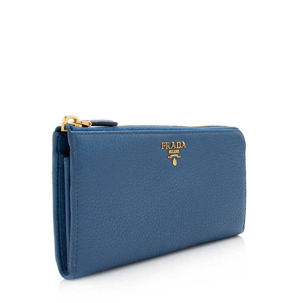 Prada Soft Calf Leather Zip Wallet (SHF-17595)
