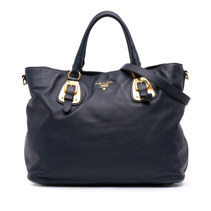Prada Soft Calfskin Open Convertible Shopping Tote