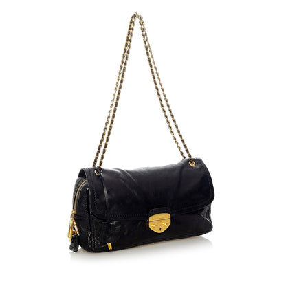 Prada Sound Lock Leather Chain Shoulder Bag (SHG-33005)