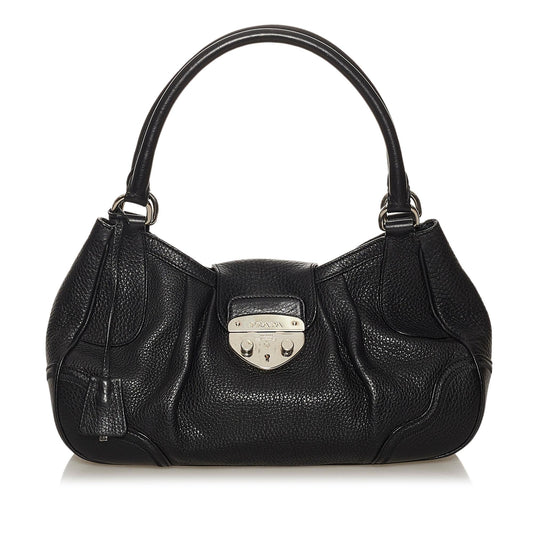 Prada Sound Lock Leather Handbag (SHG-28619)