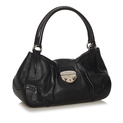 Prada Sound Lock Leather Handbag (SHG-28619)