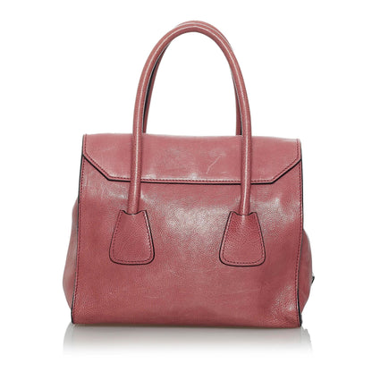 Prada Sound Lock Leather Satchel (SHG-33803)