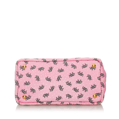 Prada St. Elephant Canapa Logo Canvas Satchel (SHG-27864)