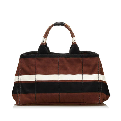 Prada Striped Canapa Handbag (SHG-35845)