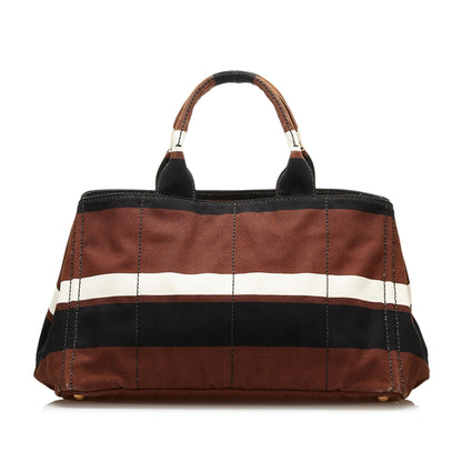 Prada Striped Canapa Handbag (SHG-35845)