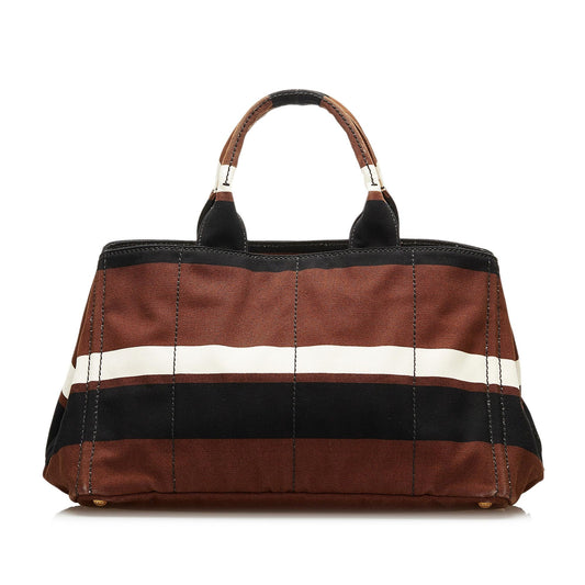 Prada Striped Canapa Handbag (SHG-35845)