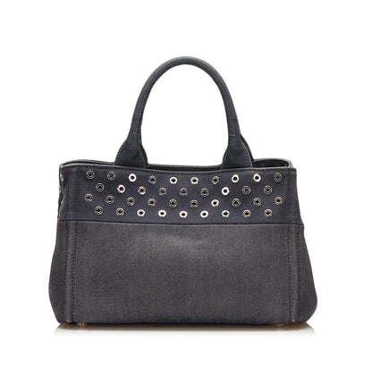 Prada Studded Canapa Satchel (SHG-35717)