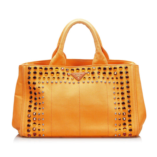 Prada Studded Canapa Satchel (SHG-vEOeLR)