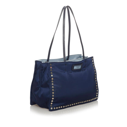Prada Studded Etiquette Leather Tote Bag (SHG-28711)