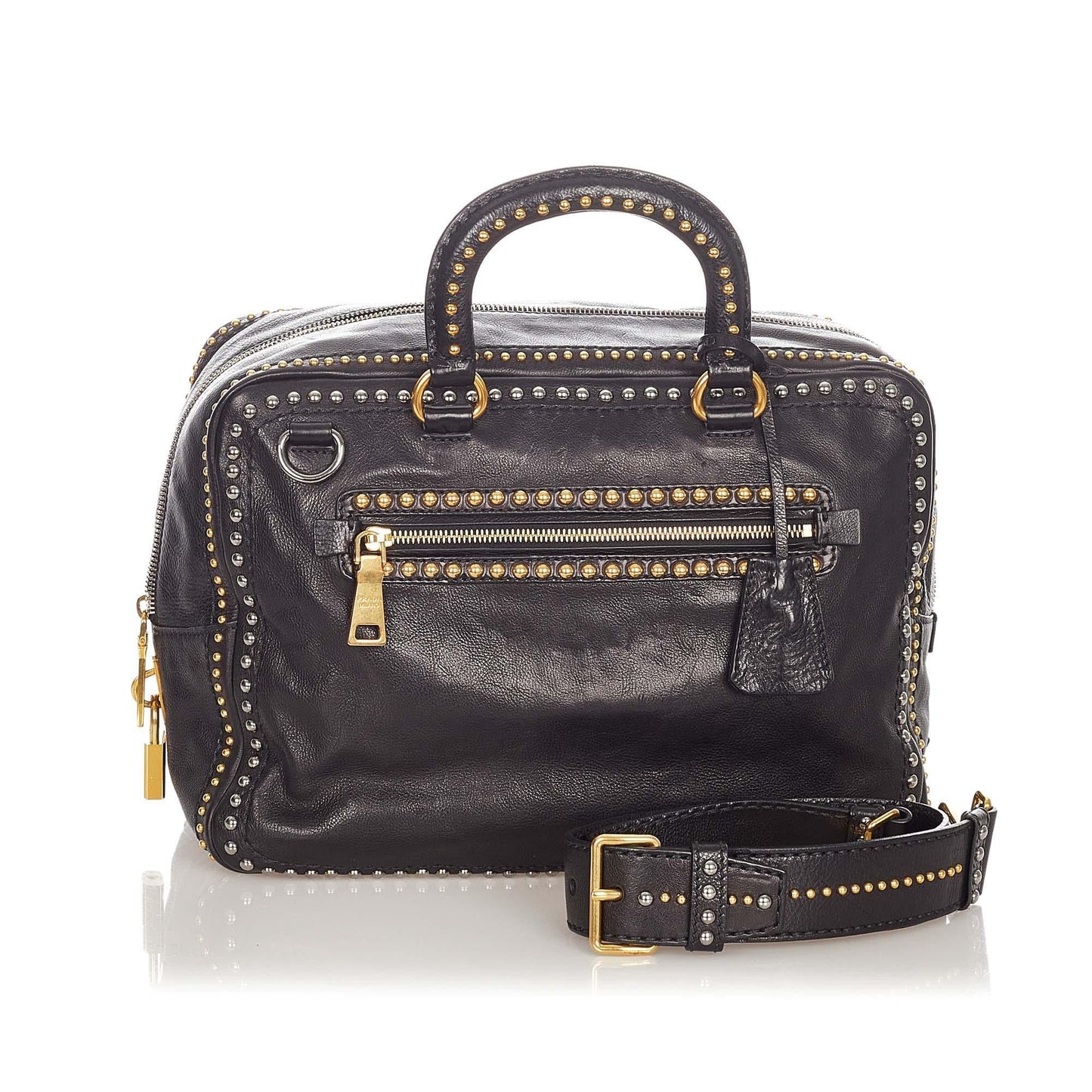 Prada Studded Leather Satchel (SHG-21594)