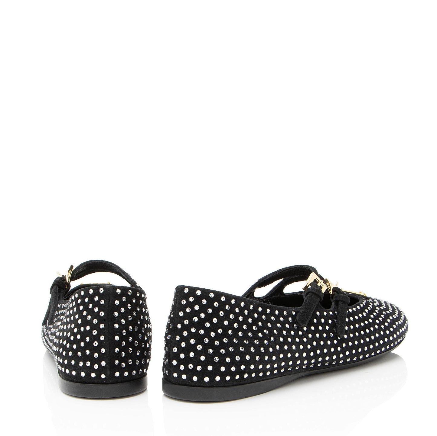 Prada Suede Crystal Ballerina Flats - Size 7 / 37