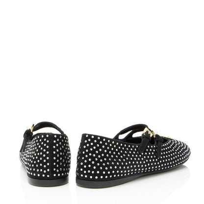 Prada Suede Crystal Ballerina Flats - Size 7 / 37