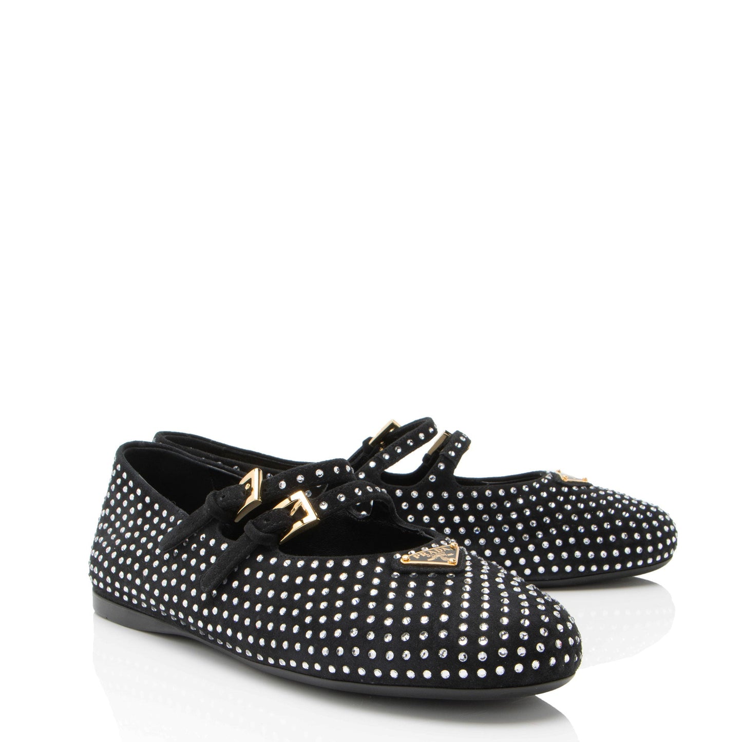 Prada Suede Crystal Ballerina Flats - Size 7 / 37