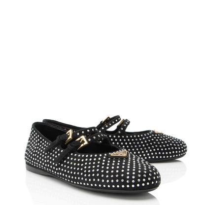 Prada Suede Crystal Ballerina Flats - Size 7 / 37