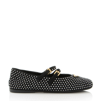 Prada Suede Crystal Ballerina Flats - Size 7 / 37