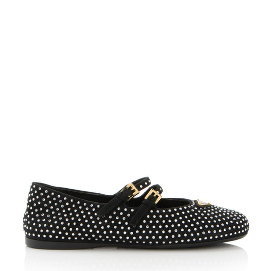 Prada Suede Crystal Ballerina Flats - Size 7 / 37