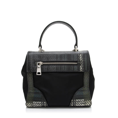 Prada Tartan Saffiano Tessuto Mini Satchel (SHF-RCtTdy)