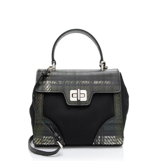 Prada Tartan Saffiano Tessuto Mini Satchel (SHF-RCtTdy)