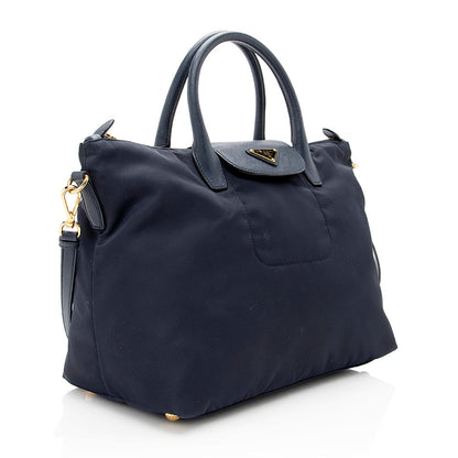 Prada Tessuto Calf Leather Convertible Front Pocket Tote (SHF-19531)