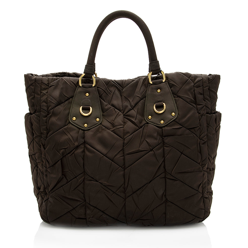 Prada Tessuto Chevron Quilted Tote (SHF-18198)