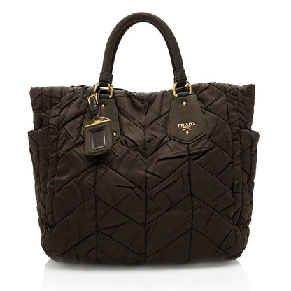 Prada Tessuto Chevron Quilted Tote (SHF-18198)