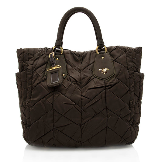 Prada Tessuto Chevron Quilted Tote (SHF-18198)