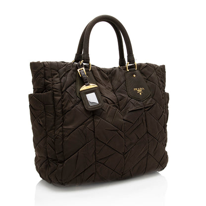 Prada Tessuto Chevron Quilted Tote (SHF-18198)