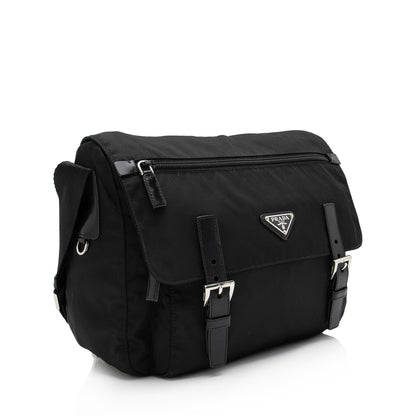 Prada Tessuto Double Buckle Messenger Bag (SHF-lj5Wdh)