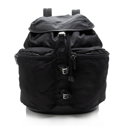Prada Tessuto Double Pocket Drawstring Backpack (SHF-17072)