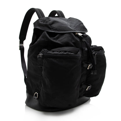 Prada Tessuto Double Pocket Drawstring Backpack (SHF-17072)