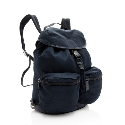 Prada Tessuto Double Pocket Drawstring Backpack (SHF-18895)
