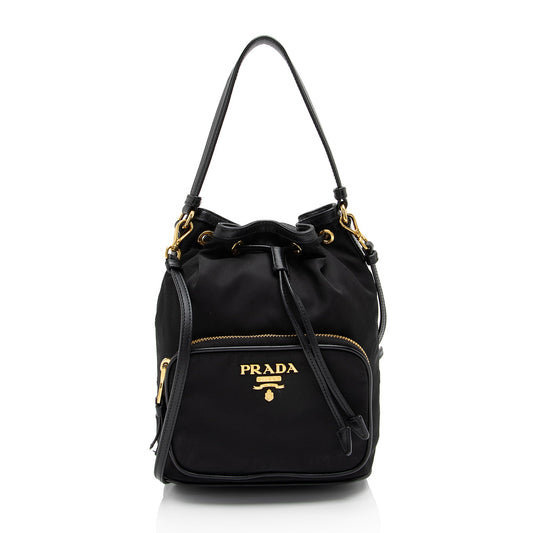 Prada Tessuto Duet Drawstring Mini Bucket Bag (SHF-1DaDrC)