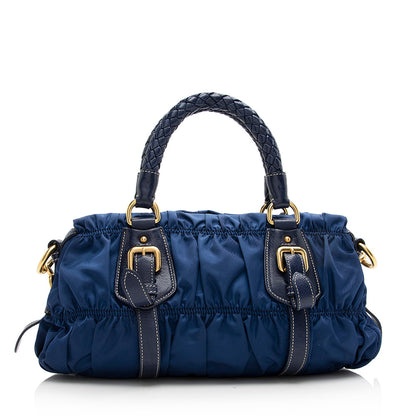 Prada Tessuto Gaufre Braided Handle Satchel (SHF-21467)