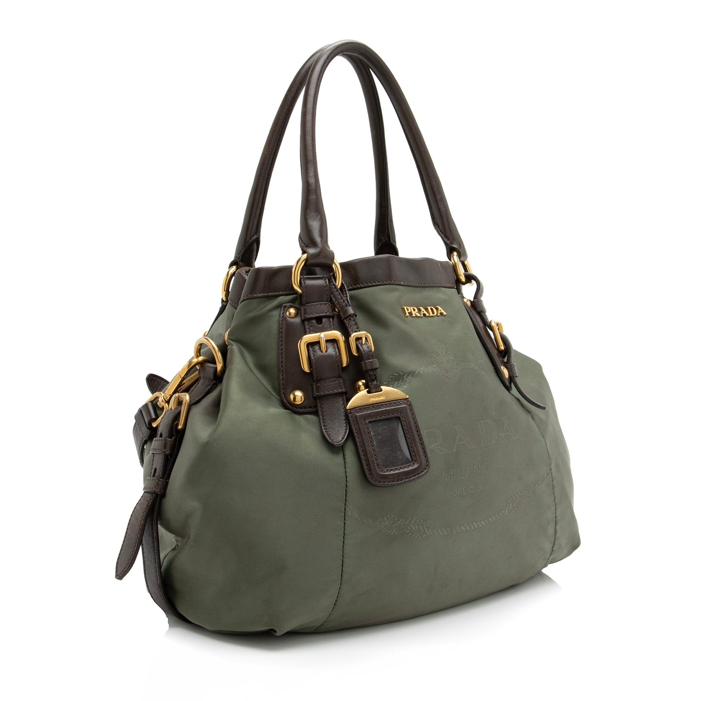 Prada Tessuto Jacquard Logo Convertible Large Tote (SHF-23519)
