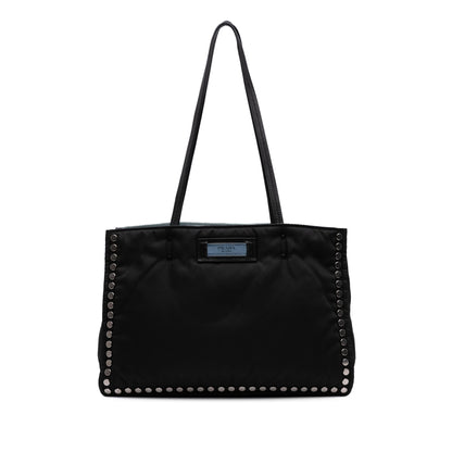 Prada Tessuto Studded Etiquette Tote