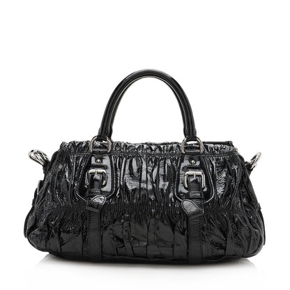 Prada Vernice Gaufre Satchel - FINAL SALE (SHF-13188)