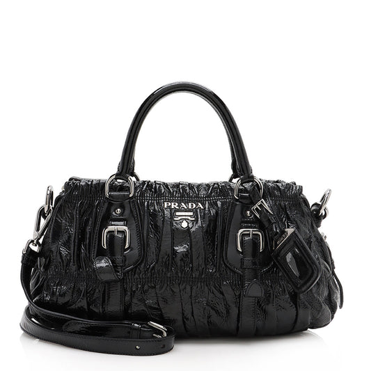 Prada Vernice Gaufre Satchel - FINAL SALE (SHF-13188)