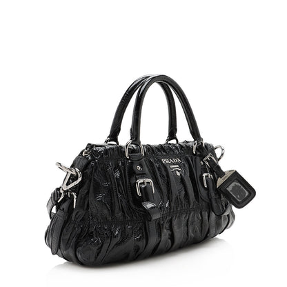 Prada Vernice Gaufre Satchel - FINAL SALE (SHF-13188)