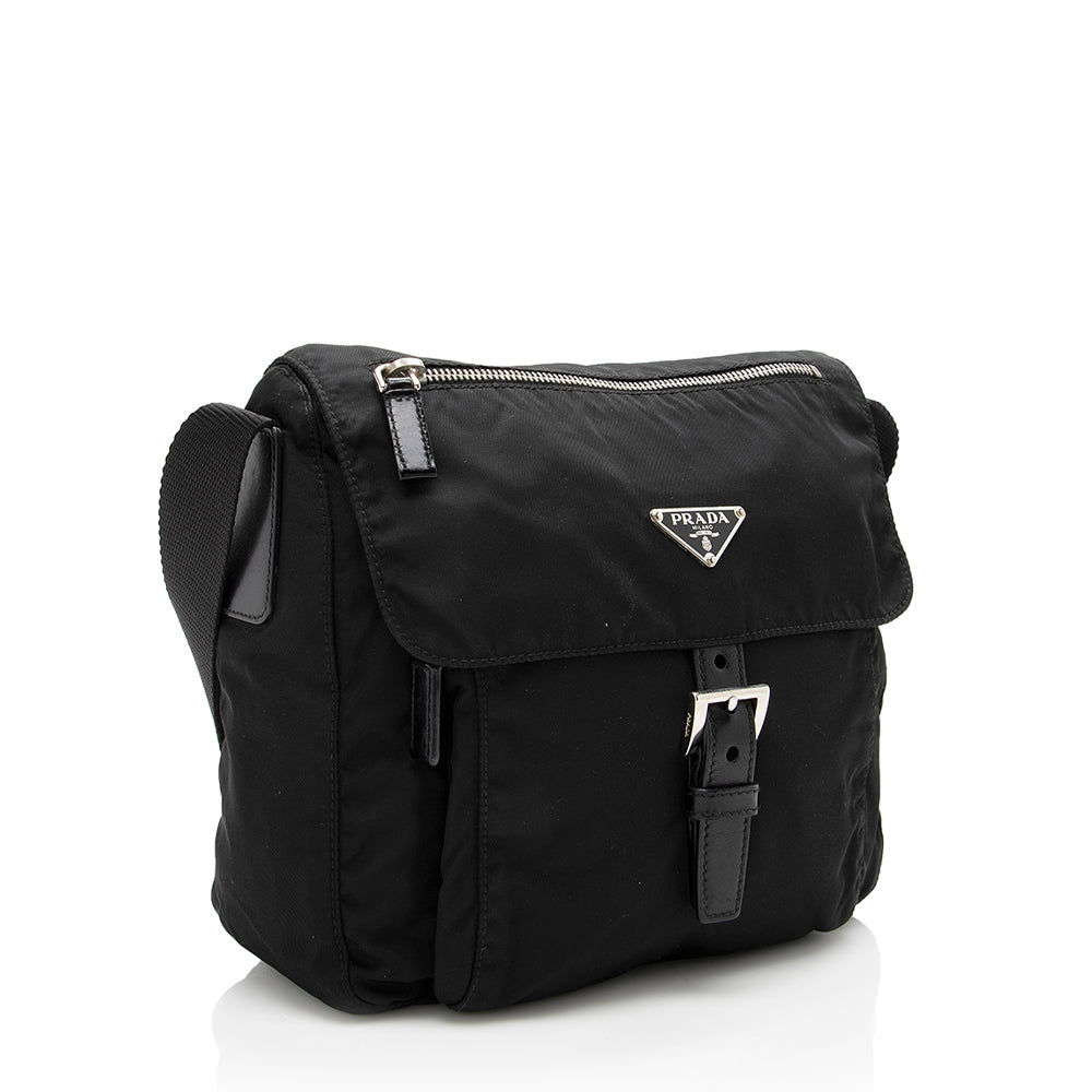 Prada Vintage Tessuto Buckle Messenger Bag (SHF-17211)