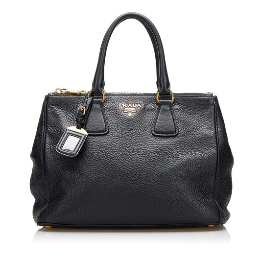 Prada Vitello Daino Double Zip Satchel (SHG-zKLSSH)