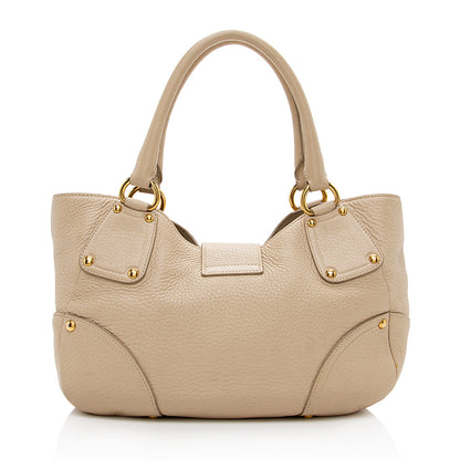 Prada Vitello Daino Leather Pushlock Tote (SHF-16679)