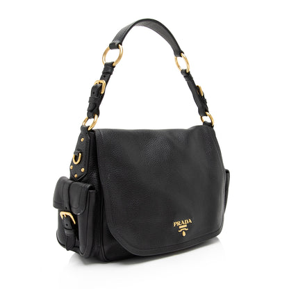Prada Vitello Daino Side Pocket Flap Bag (SHF-aKkOkE)