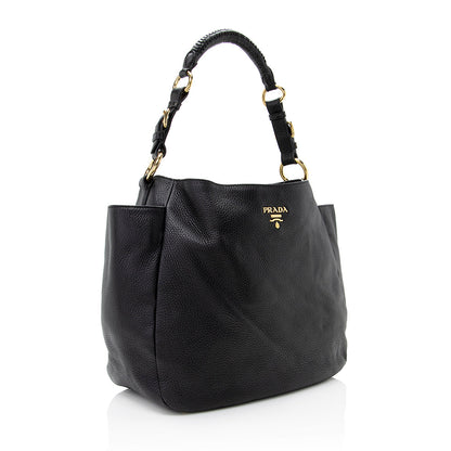Prada Vitello Daino Side Pocket Hobo (SHF-21901)