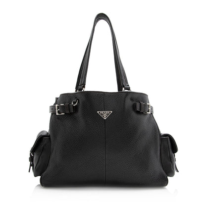 Prada Vitello Daino Side Pocket Tote (SHF-21558)