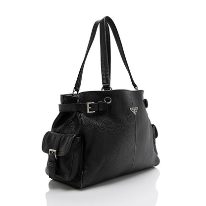 Prada Vitello Daino Side Pocket Tote (SHF-21558)