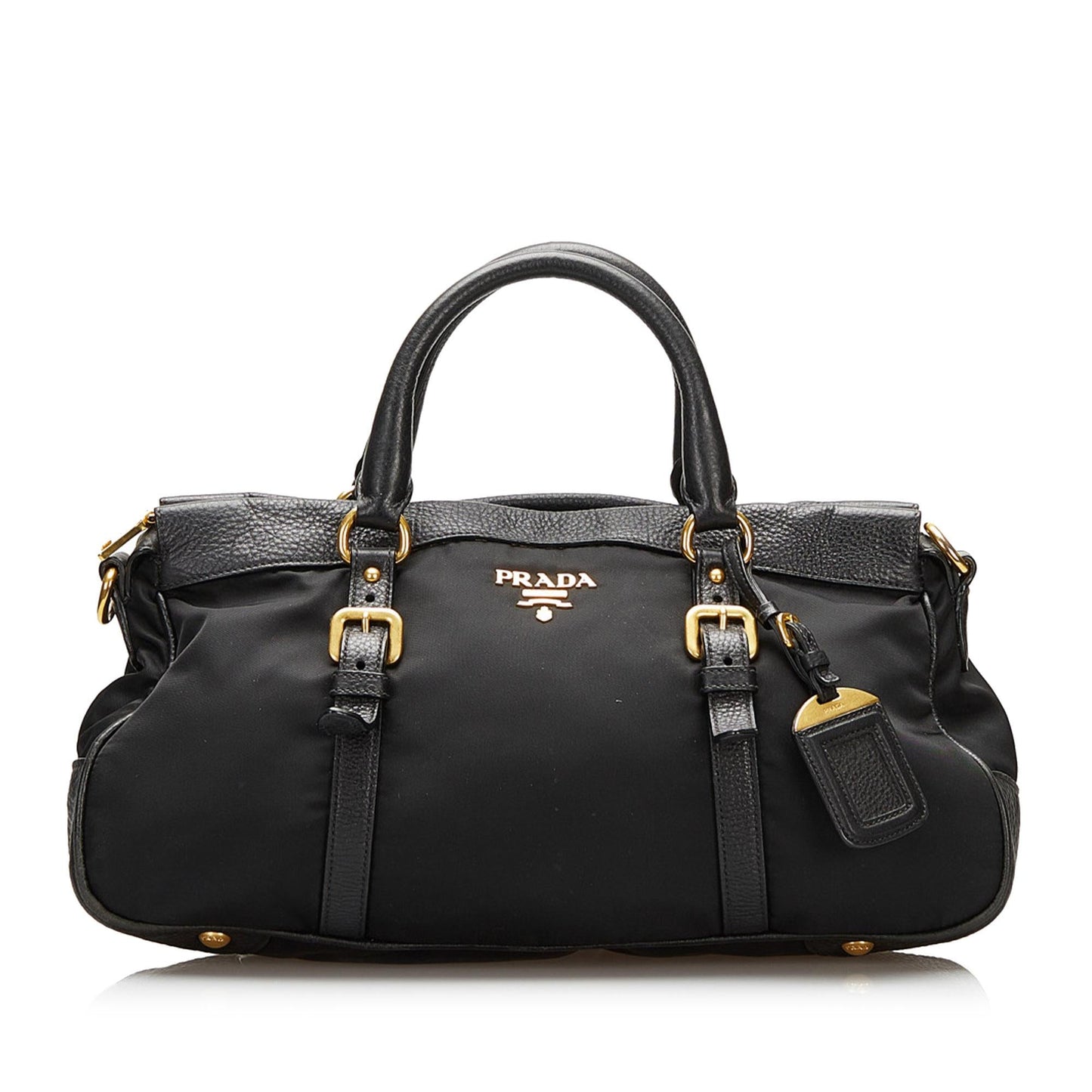 Prada Vitello Daino-Trimmed Tessuto Satchel (SHG-35509)