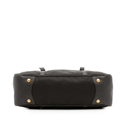 Prada Vitello Daino Trimmed Tessuto Zip Top Satchel